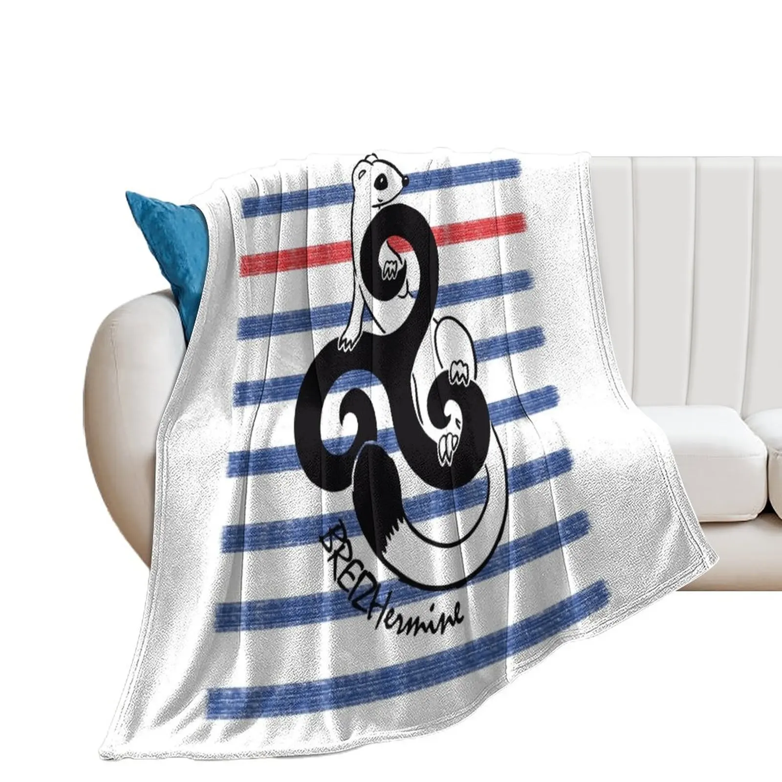 Copy of Design Ermine on triskel on sailor background Throw Blanket Summer Personalized Gift Blankets