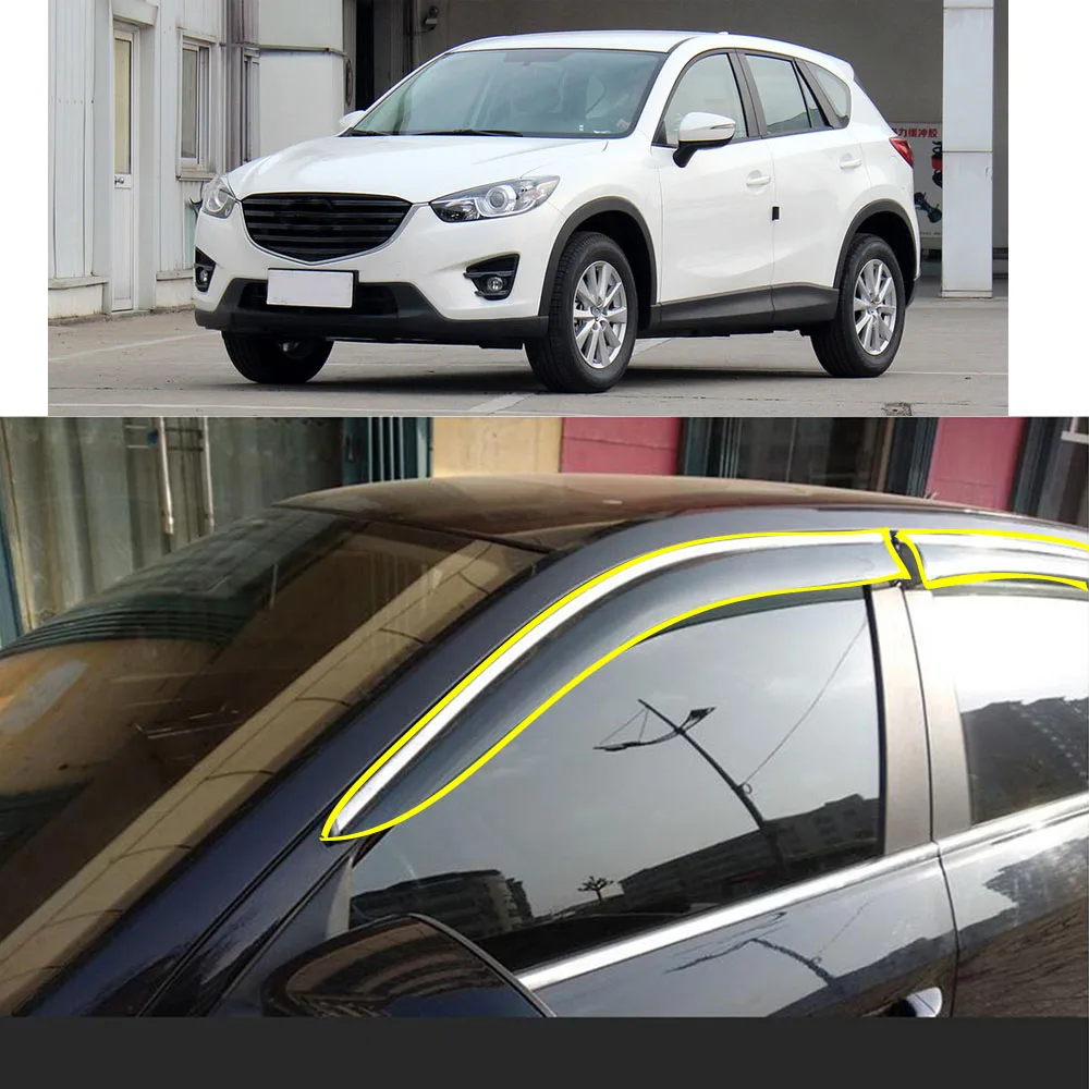 

Car Body Styling Sticker Plastic Window Glass Wind Visor Rain/Sun Guard Vent Parts For MAZDA CX-5 CX5 2012 2013 2014 2015 2016