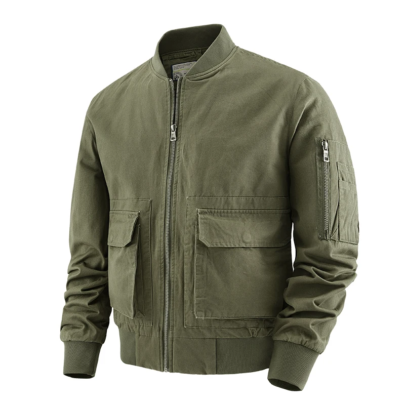 

2026 Autumn and Winter Outdoor Sports Fashion Waterproof Clothes Washed Cotton Cargo Men's Baseball Jacket Flight Jacket Jacket