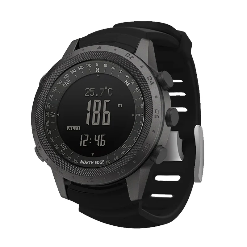 North Edge-relojes deportivos para hombre, cronógrafo Digital LED, resistente al agua 50M, brújula militar, barómetro de altitud