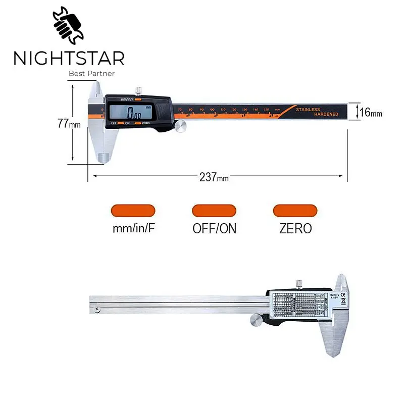 Nauwkeuriger-calibrador Digital de acero inoxidable, instrumento de medición Vernier, 6 \