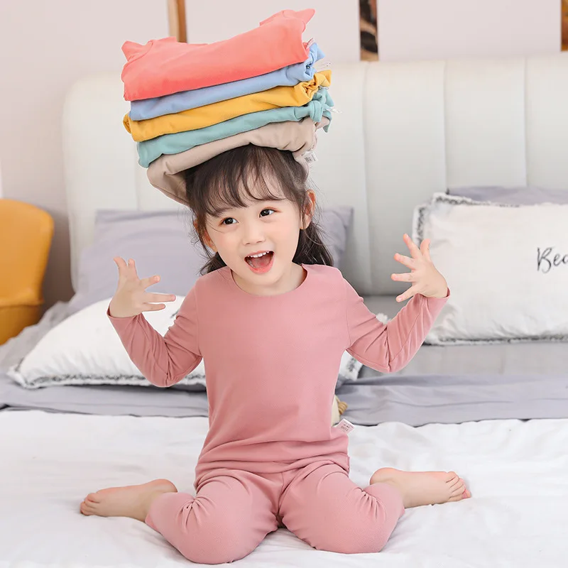 Autumn Winter Kids Thermal Underwear Sets Baby Warm Clothes Boys Girls Tops+Pants Sleepwear Pajamas Soft Warm Children Clothing