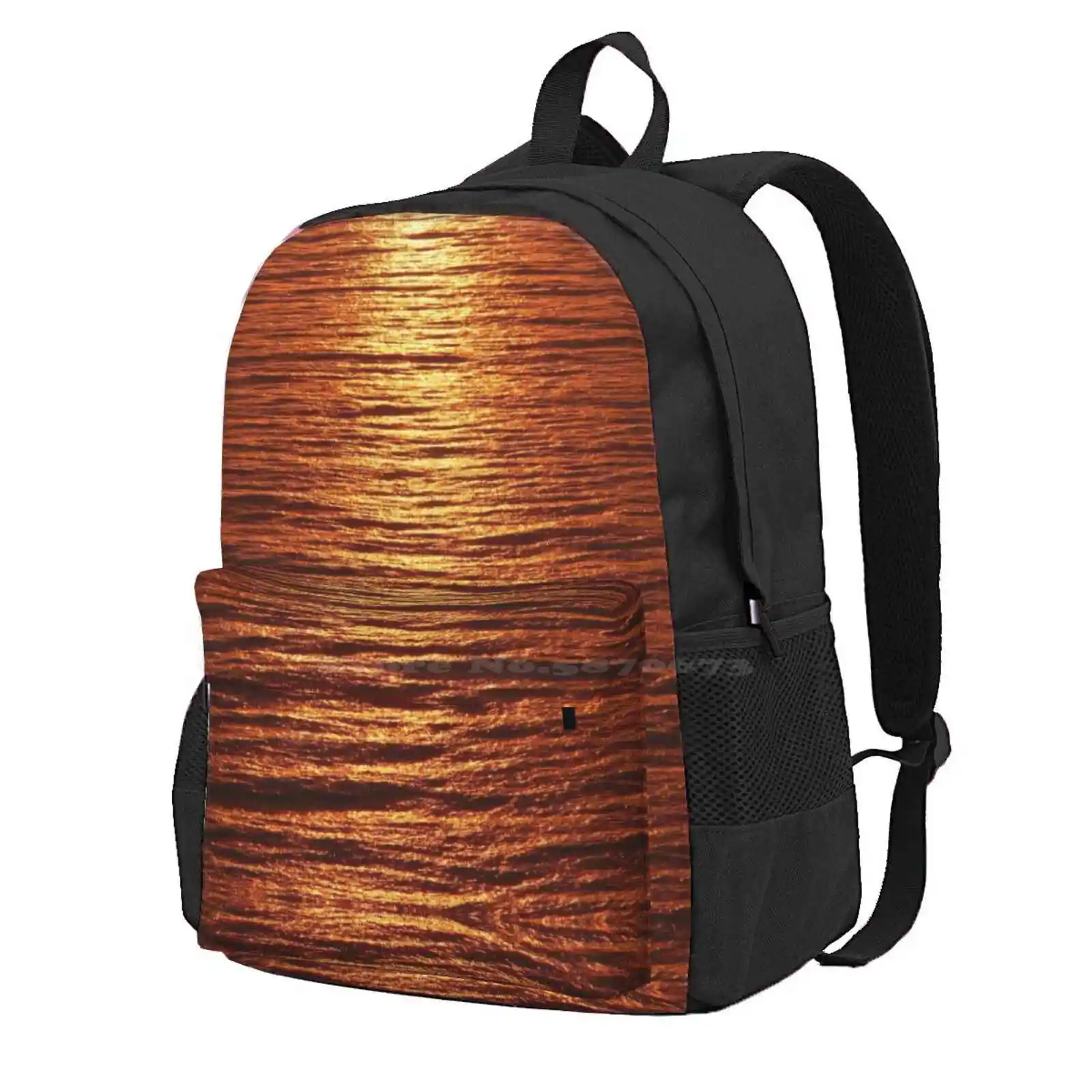 Copper Sea Hot Sale Schoolbag Backpack Fashion Bags Copper Sea Sunshine Water Summer Metal Ocean Bronze Nature View Noon