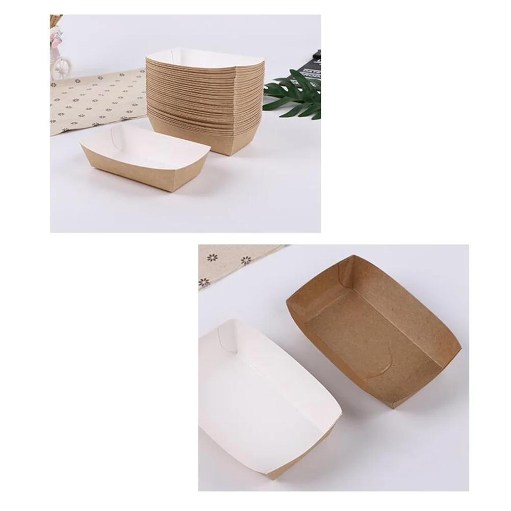 

50 Pcs Waterproof Food Packaging Box Paperboard Tray Customized Cake Party Supplies