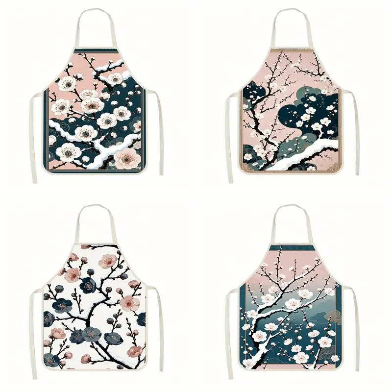 

Фартуки Japanese Blossom Aprons из льняной ткани, подходящие для приготовления пищи на кухне, общения родителей и детей, рисования и других мероприятий.