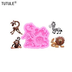 3D Animal lion resin jewelry accessories mould DIY Zebra Monkey Giraffe Earrings clay silicone mould Chocolate cake Decor mold