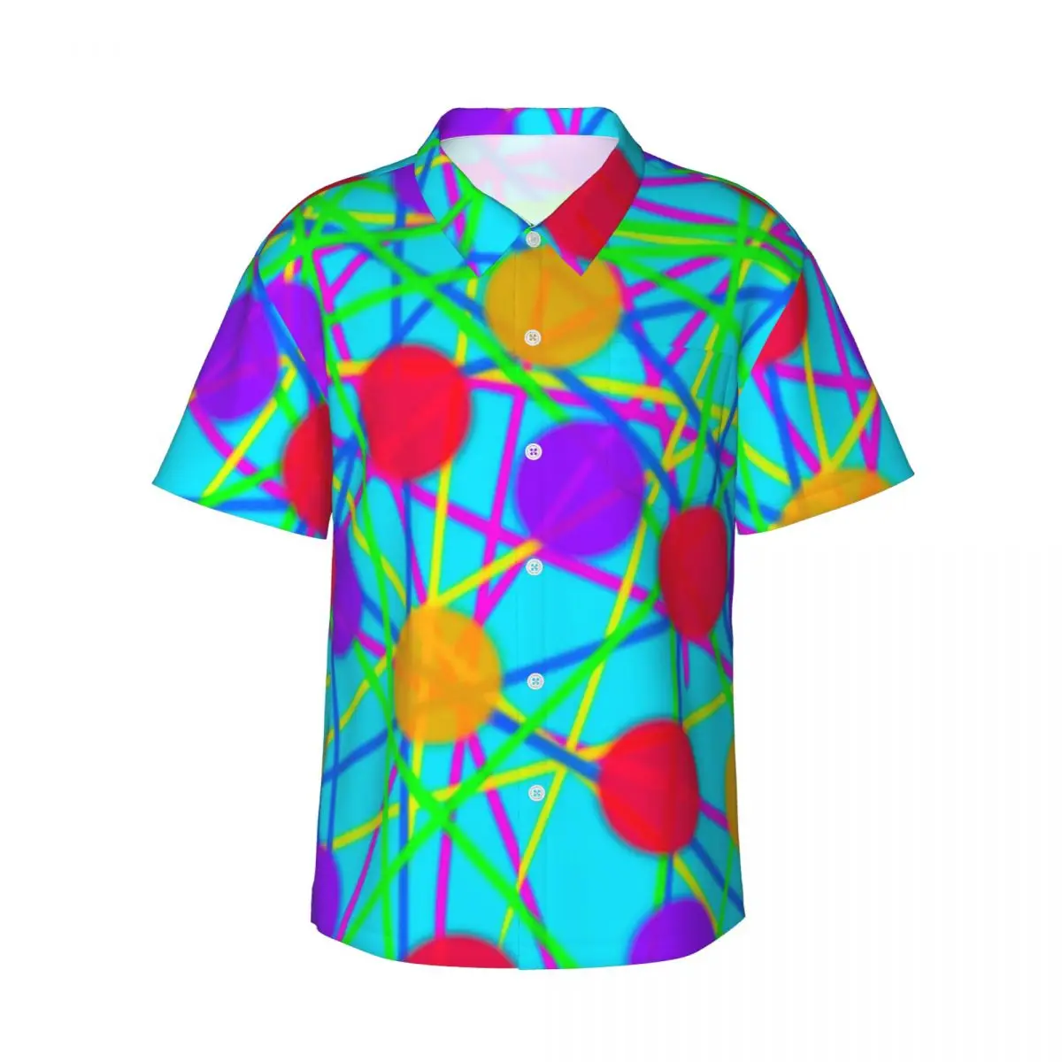 

Dots And Stripes Casual Shirt Abstract Line Retro Hawaii Shirts Man Short-Sleeve Vacation Breathable Design Oversized Blouses
