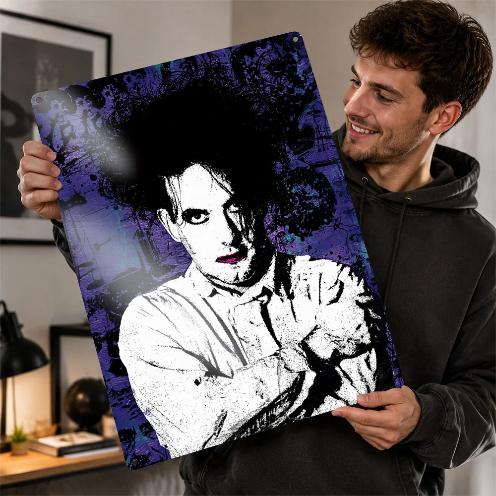 Robert Smith The Cure Portrait Aluminum Poster Bold Graphic Wall Art For Listening Room Customized Metal Sign Music Lover Gift