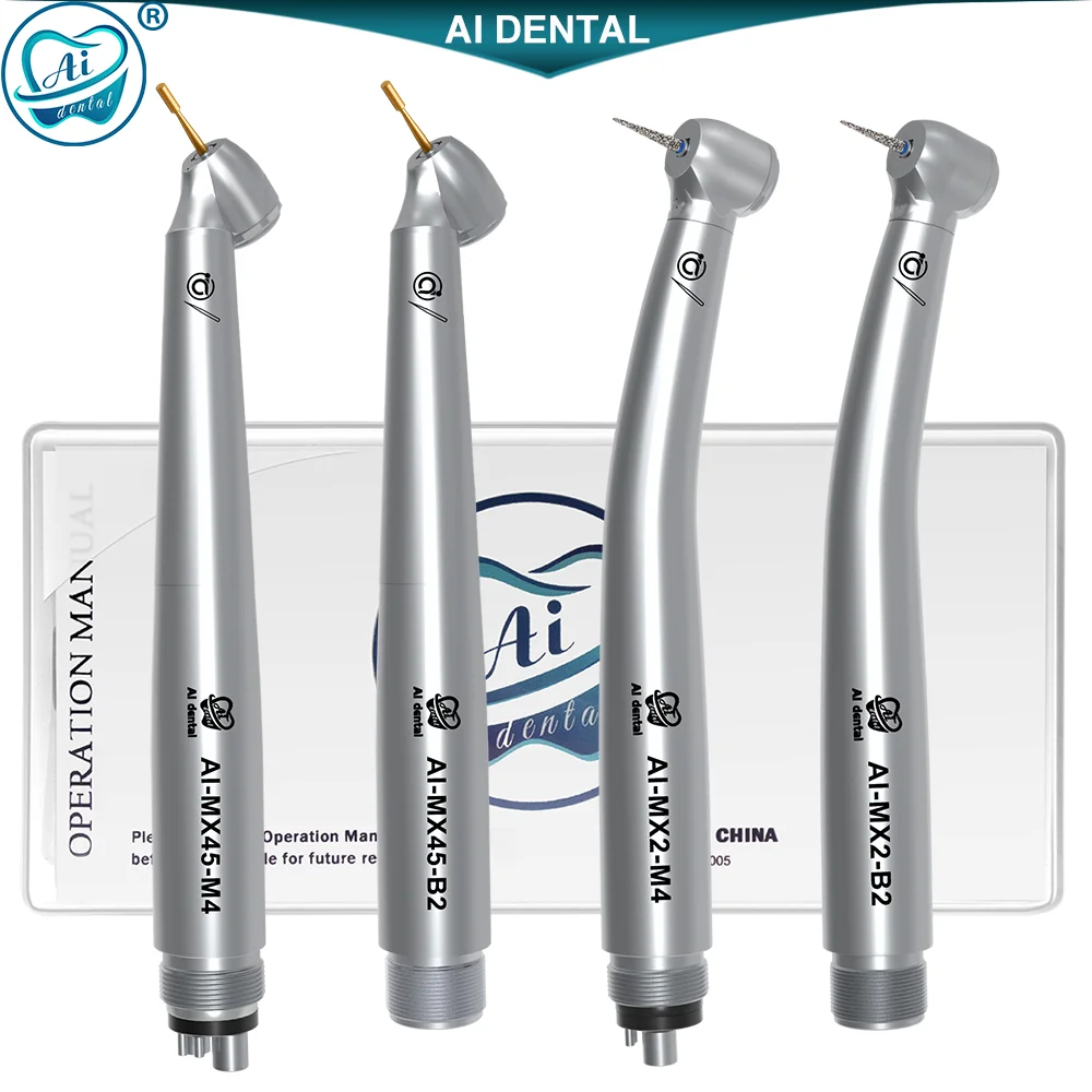 AI Dental Air Turbine Handpiece 45 °Angle Head Small Size High Speed Diamond Burs Single Water Spray Non-light AI-MX45/AI-MX2