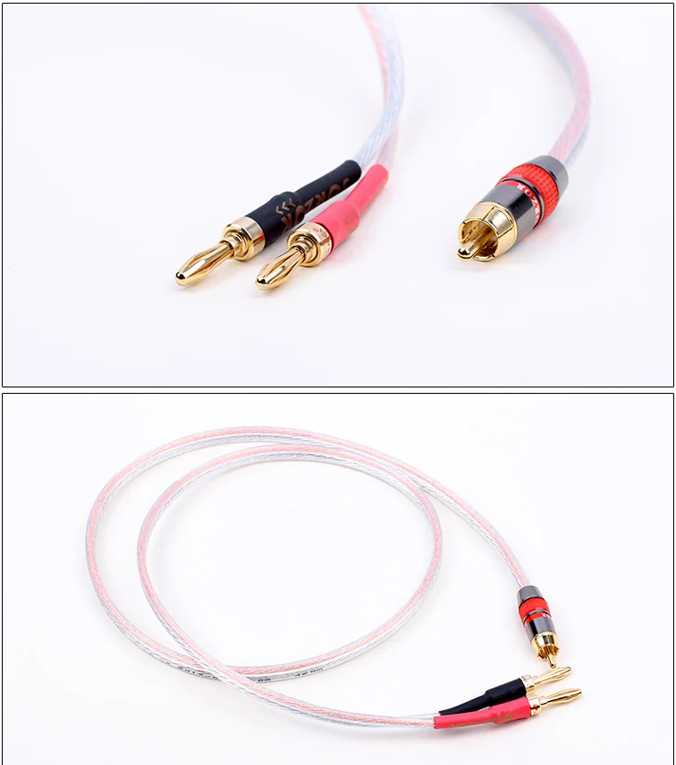 HIFI OFC RCA do 2 podwójny banan/Pin wtyk bananowy głośnik Stereo kabel Audio do wzmacniacza M50WM60 głośnik 0.5m 1m 1.5m 2m 3m