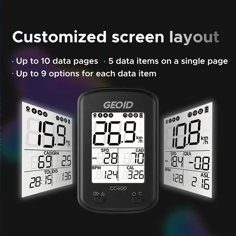 Geoid CC400 자전거 컴퓨터 사이클링 GPS 스마트 무선 방수 속도계 지원 블루투스 Ant 데이터 MTB 도로 자전거 주행 거리계