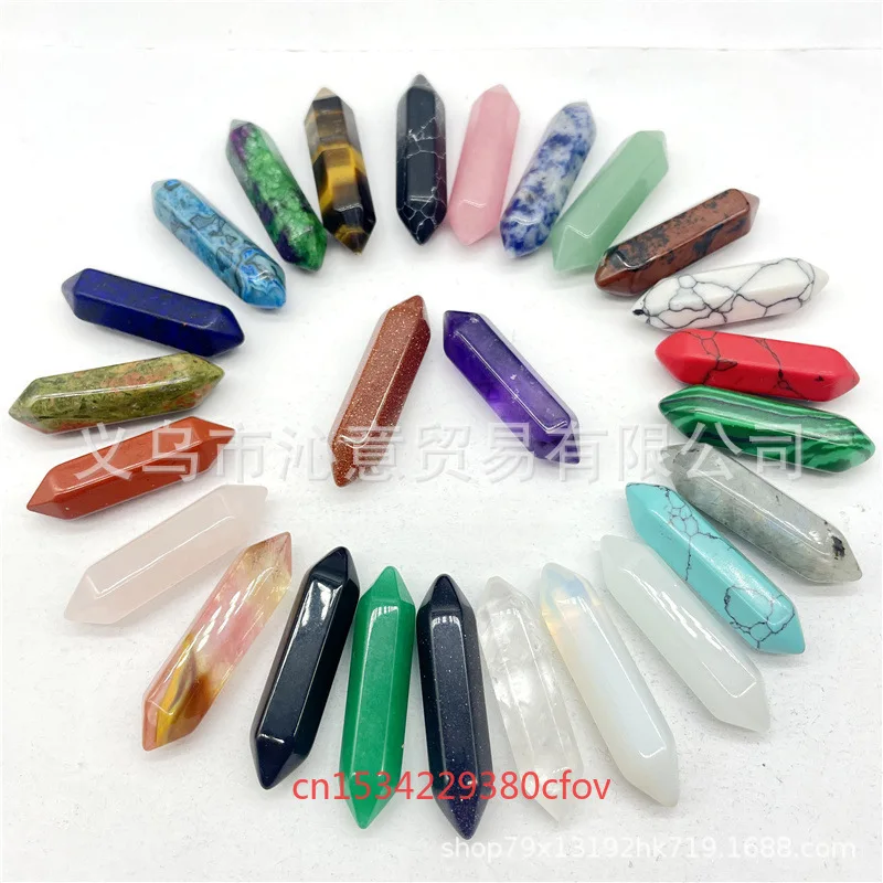 

10pc Various Styles Natural Crystal Agate Gemstone Hexagonal Bullet Head Crystal Pillar Pendant Fashionable Charm Accessory