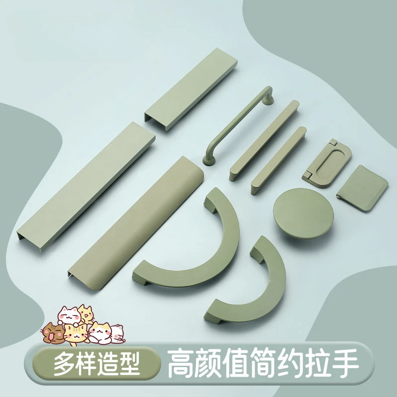Modern Simple Style Aluminium Alloy Colourful Baking Paint Surface Treatment Cabinet Door Handle Drawer Cupboard Knobszinc