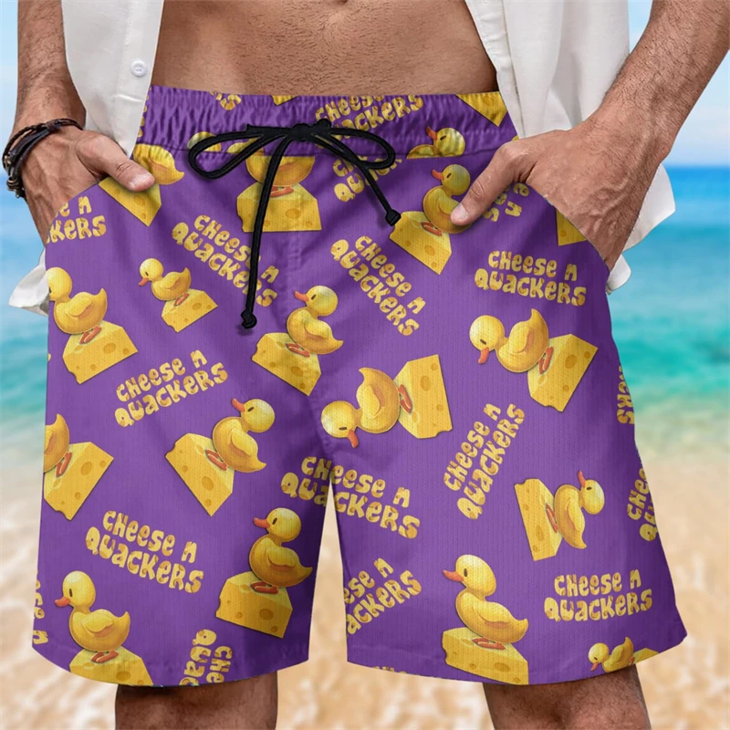 

Пляжные шорты с забавной уткой и графическим рисунком для мужчин, летние повседневные шорты для серфинга и отдыха с 3D принтом, свободные дышащие детские плавки