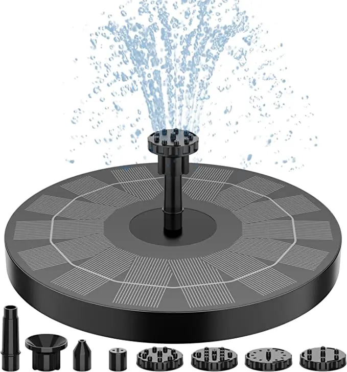 2,5 W Solar-Brunnen-Wasserpumpe für Vogelbad, Teich, Schwimmbad, Aquarium, Außenpumpe mit 6 Düsen, Gartendekoration