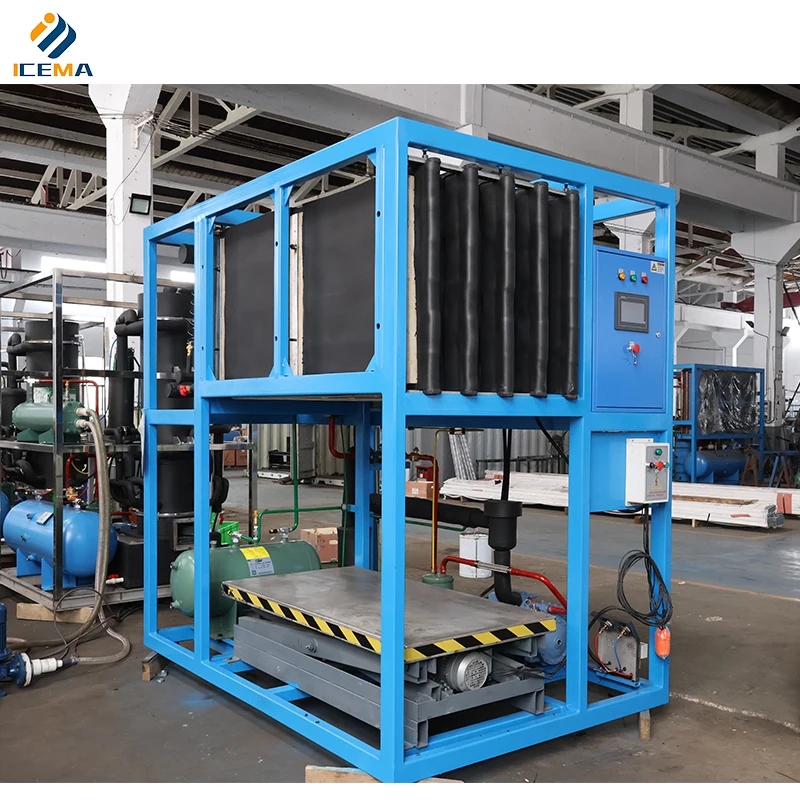 ICEMA Industrial PLC Big Ice Block Making Machine for Commercial Food Processing and Long-Term Storage