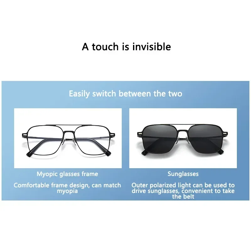معدن 3 في 1 نمط جديد مشبك مغناطيسي على إطار النظارات الاتجاه الاستقطاب النظارات الشمسية للرجال 2023 نظارات الكمبيوتر البصرية UV400 7009 #4
