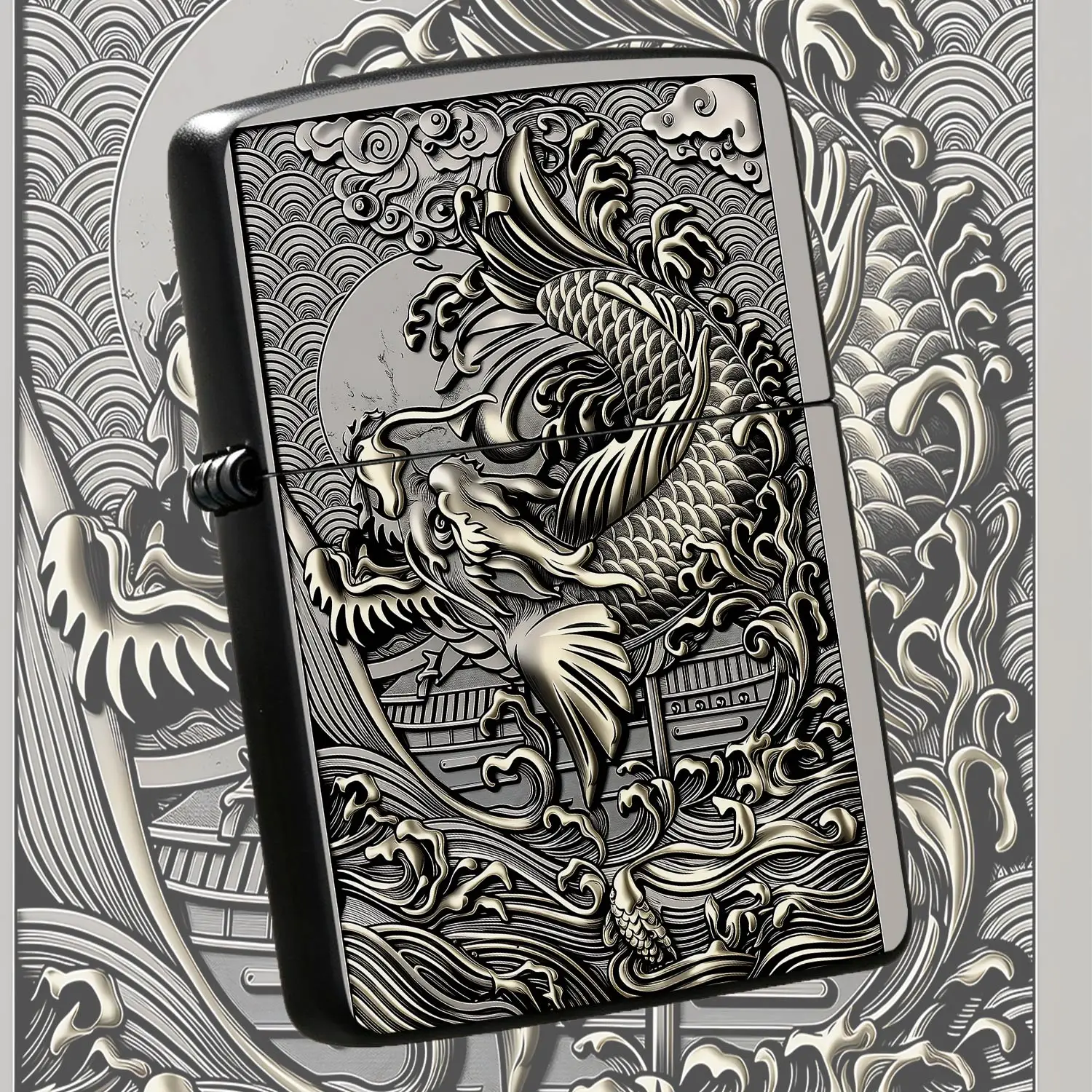 TraditionalCarp Leaping Over Dragon Gate Relief Lighter Exquisite Detailed Carving Auspicious Meaning Portable Accessory Suitable for Daily Commute Travel Various Scenarios Ideal for Personal Use Gifting Unique Aesthetic A Humorous And Inte