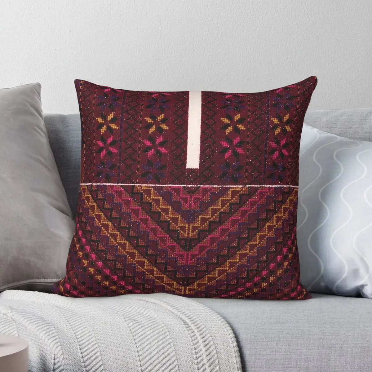 Hebron Thobe Heritage Square Pillowcase Polyester Linen Velvet Creative Zip Decor Sofa Seater Cushion Cover
