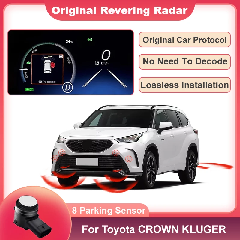 Car Parking Sensor Kit Reverse Radar Beep Show Distance on Display Sensor Video System For Toyota CROWN KLUGER 2021 to 2023 2024