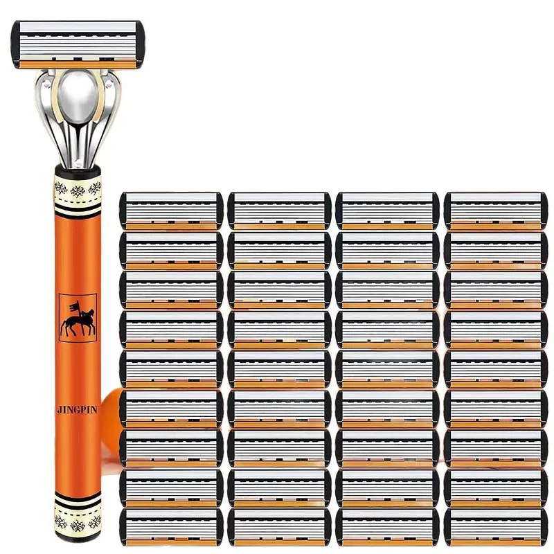 New 6Layer Manual Shaving Razor For Men Replacement Blade Cartridge Face Beard Trimmer Stainless Steel Refills Grooming Tool Set