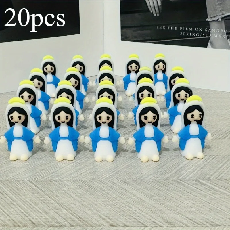 20pcs Classic Blue Mini Statues PVC Tabletop Decor for All Ages Ideal for Baptism Christmas Easter Hanukkah Thanksgiving