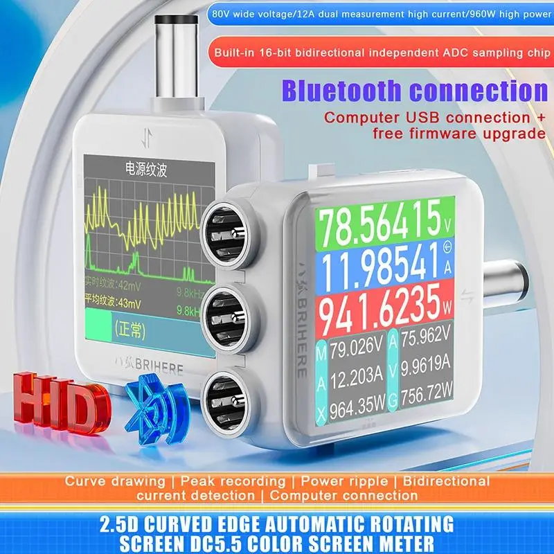 B50 DC5.5 Electrical Measurement Tester High Precision Digital Voltmeter Ammeter Watt Meter for DIY Circuit Debugging