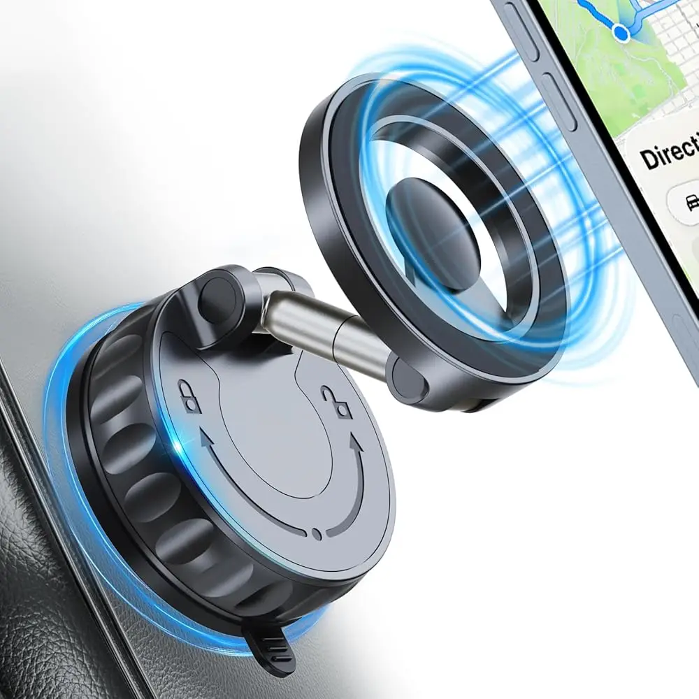 

Ultra Strong Magnetic Car Phone Holder - 360° Adjustable Vacuum Suction Cup Foldable Phone Mount for MagSafe, Compatible with