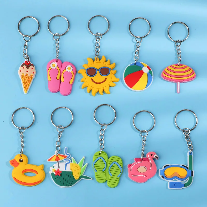 

10pcs/set Summer Beach Style Keychains Hawaiian Tropical Birthday Party Favors Wedding Gifts Backpack Pendants DIY Jewelry Gifts