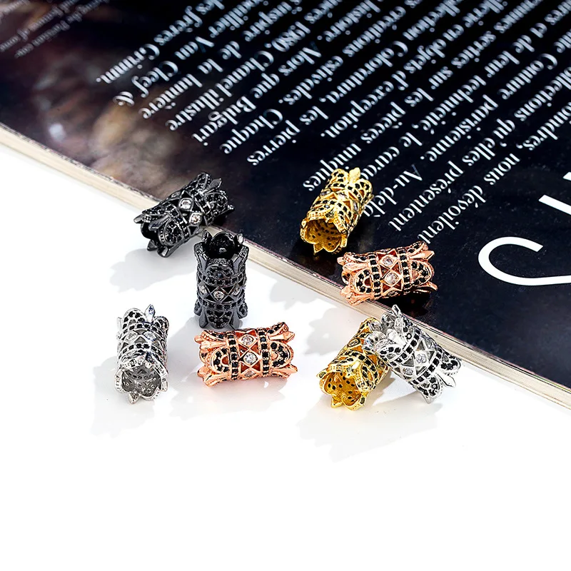 Newly Arrived 2 Pcs/lot Micro Inlaid Zircon Accessories Hollow-out Flower Cylinder Charms DIY Beads for Jewelry Making
