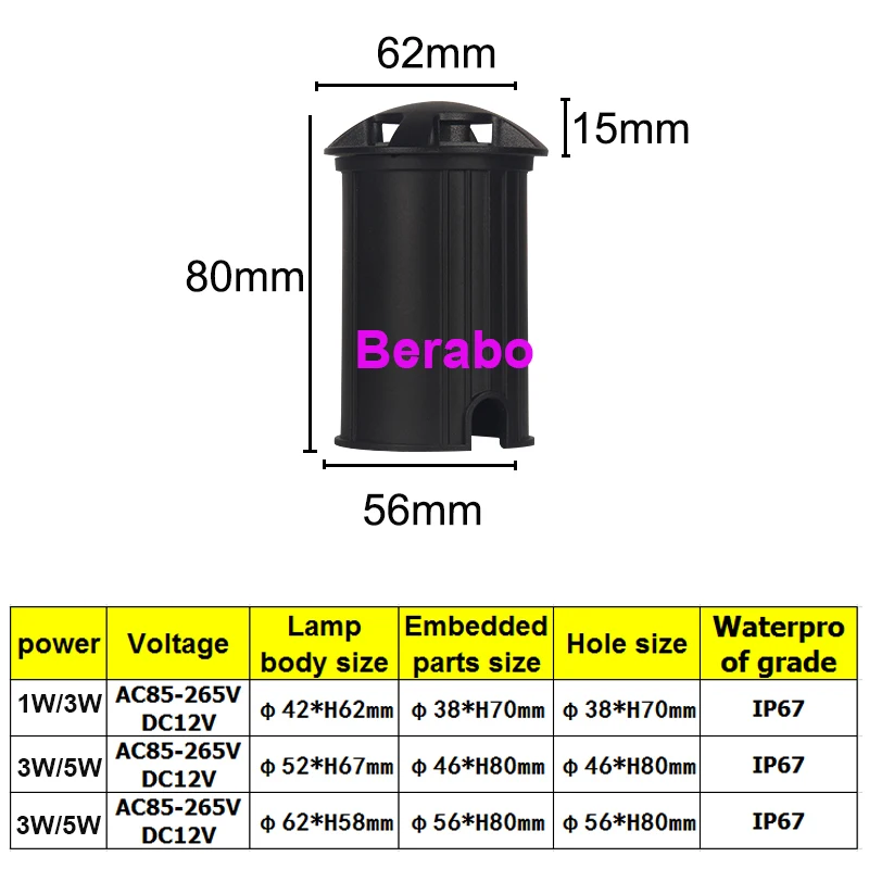 10 Stück wasserdichte LED-Untergrundleuchte, 3 W, 5 W, für den Außenbereich, Garten, Weg, Boden, vergraben, Hof, Spot, Landschaft, 110 V, 220 V, 12 V – Detail 4