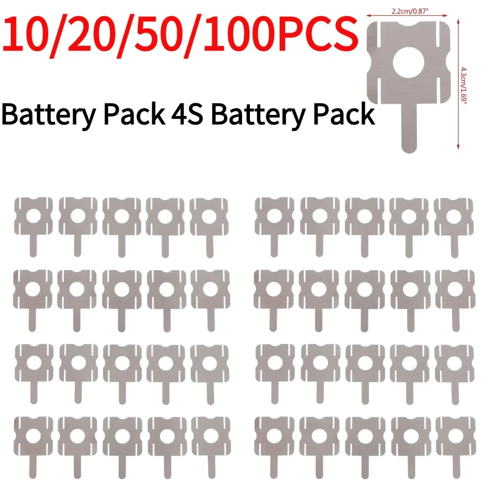 10/20/50/100pcs 4S pacco batteria foglio di striscia di nichel per pacco batteria al litio nastro connettore per saldatura a punti acciaio nichelato B