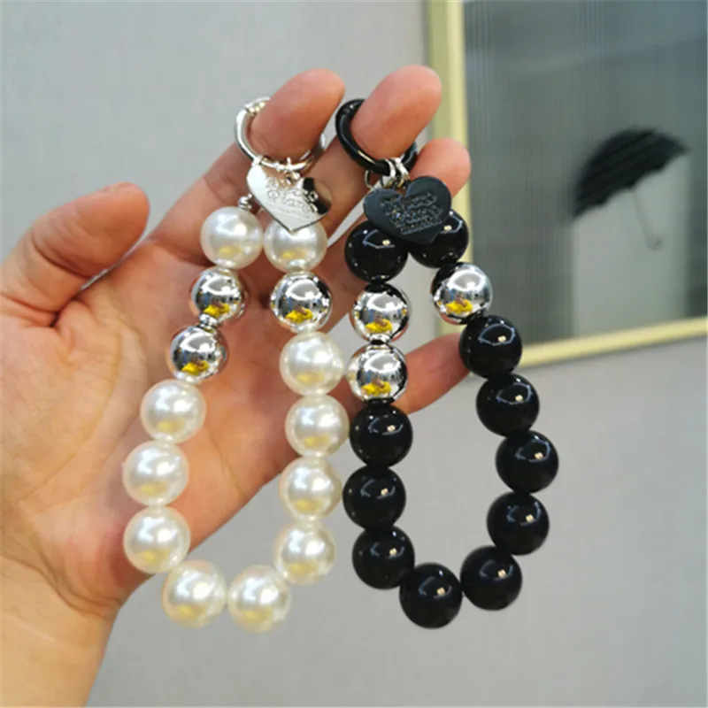 Colgante de cadena de cuentas de amor, cadena para funda de teléfono móvil DIY, colgante de corazón de melocotón con cuentas hecho a mano, colgante de joyería decorativa