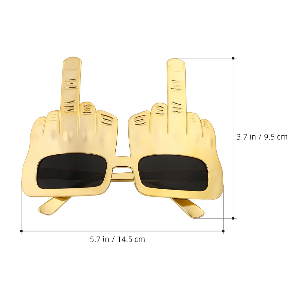 2 Pcs Party Supplies Glasses Funny Novelty Eyeglasses Birthday Frameless Aldult Middle Finger Sunglasses Golden Photo Props