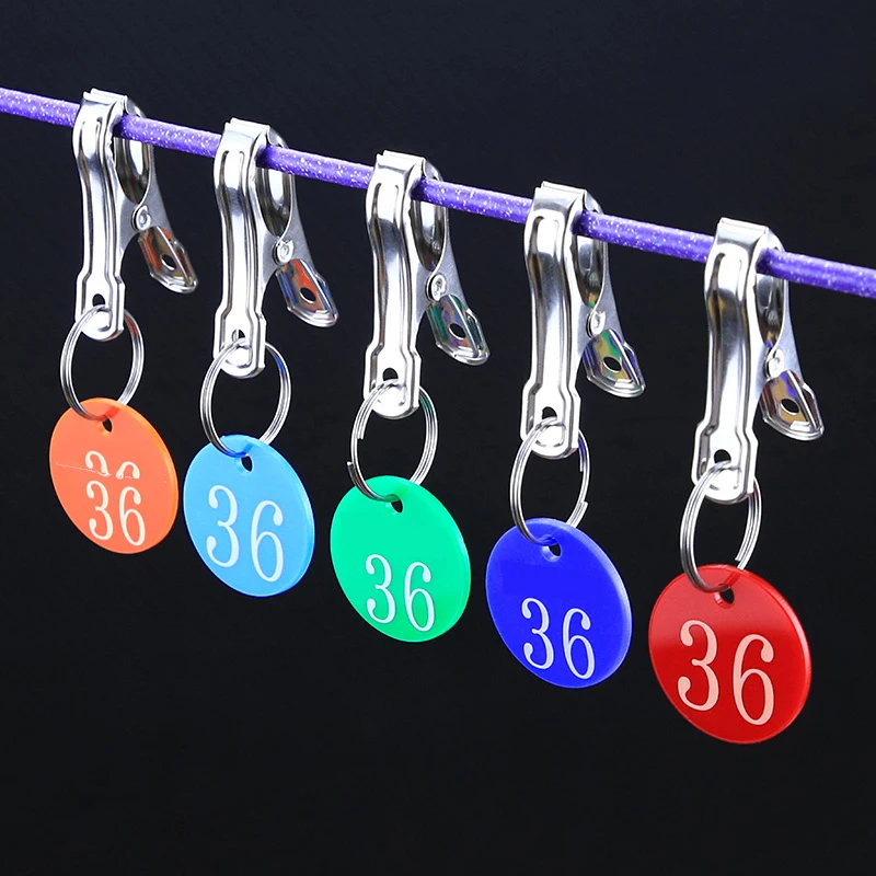 Custom Color Acrylic Circle Personal Name Number Tag With Clip Acrylic Label Waterproof Name Customization