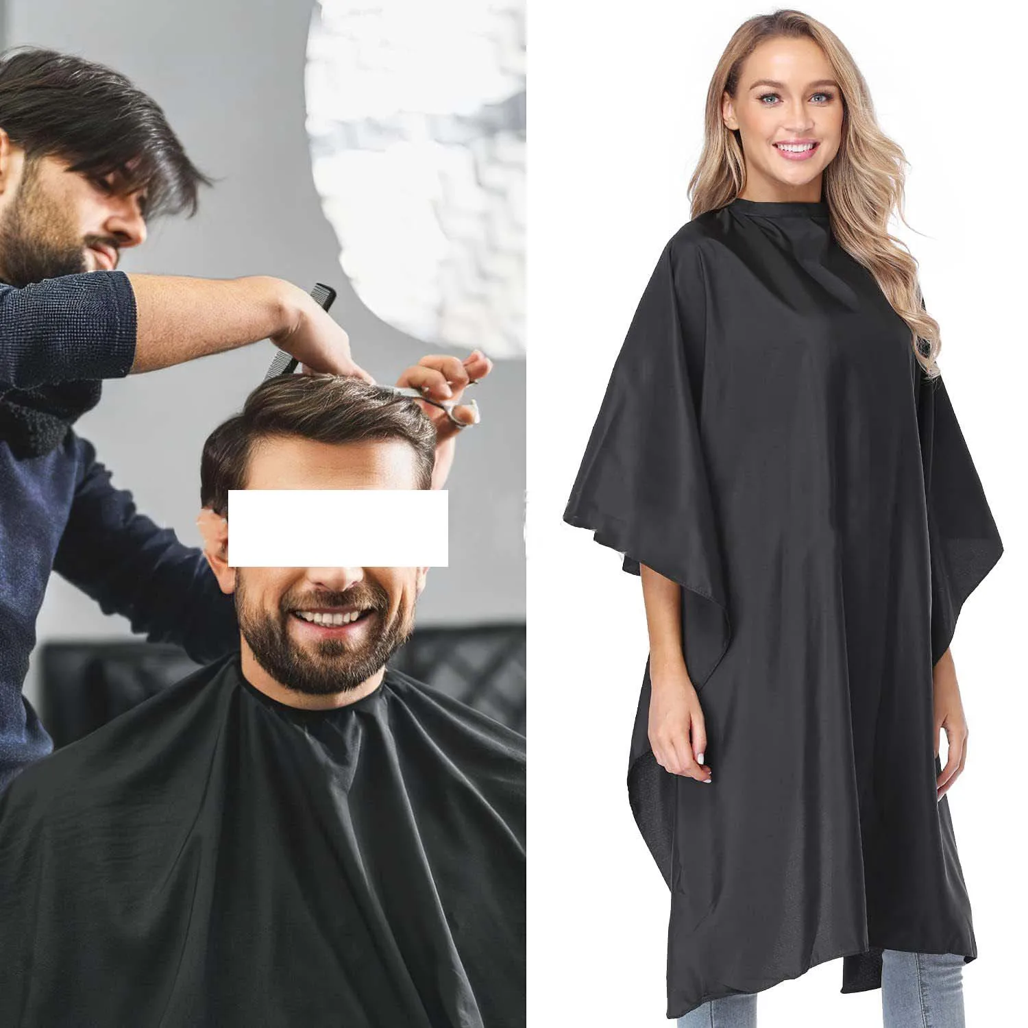 Hairdresser Salon Shawl with Custom Logo Silicone Resin Button Collar Cloth for Barber Tools and Household Cleaning Supplies
