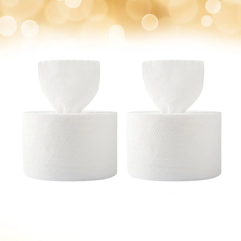 ผ้าเช็ดหน้าผ้าฝ้าย 2 ม้วน แบบใช้แล้วทิ้ง สำหรับเช็ดเครื่องสำอาง ทำความสะอาดผิวหน้า ใช้ได้ทั้งแบบแห้งและเปียก เหมาะสำหรับการเดินทาง ผิวบอบบาง