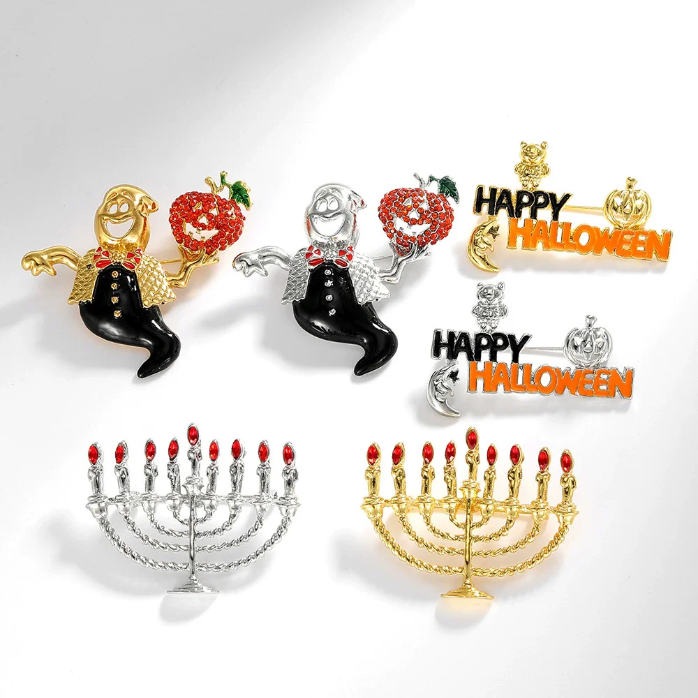 Halloween Ghost And Pumpkin Brooch Fashion 2024 Jewelry New Arrival