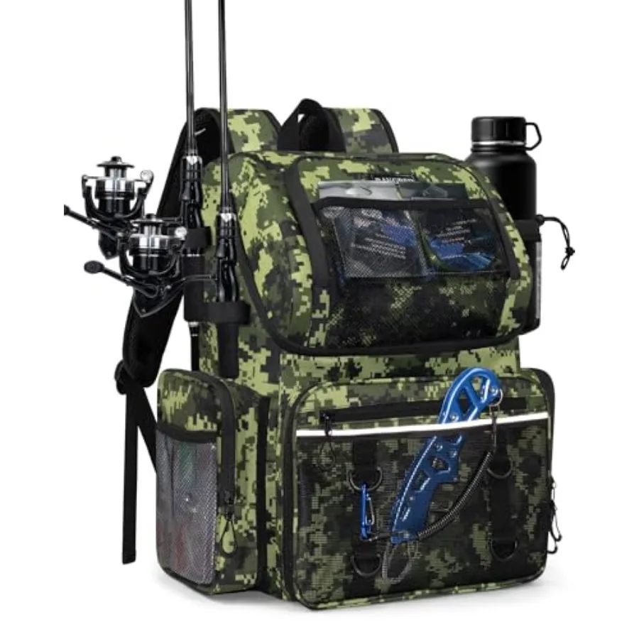 

Рыболовный рюкзак большой вместимости, водонепроницаемый, для хранения снастей и оборудования, с встроенным охлаждающим отсеком, зеленого цвета