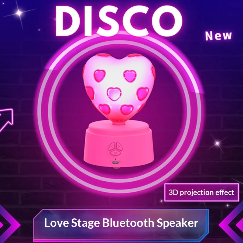 Bluetooth Audio Disco Stage Rotating Projection Light Radio KTV Love-shaped Magic Ball Wireless Bluetooth Stereo Speaker