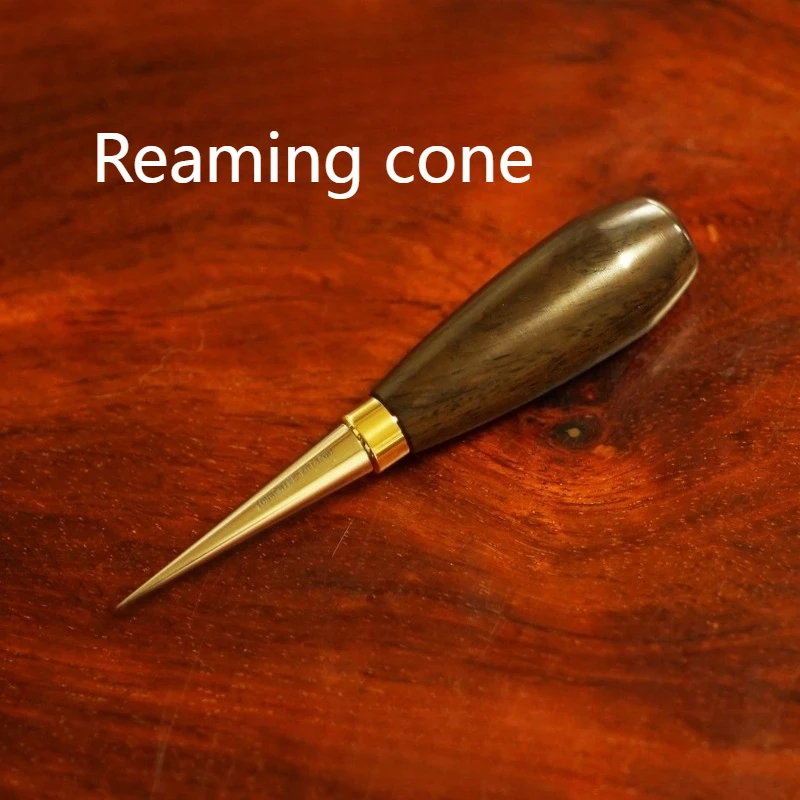 

Кожаный перфорационный конус ручной работы, деревянная ручка из нержавеющей стали 440C, латунь, кожа, специальный конус, 119 мм, расширение отверстия 10 мм