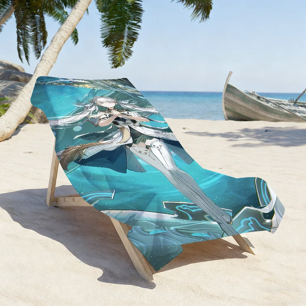 Game WuWa Jinhsi Towel Sports Quick Dry Travel Camping Gear Sandproof Soft Light Large Beach Towel