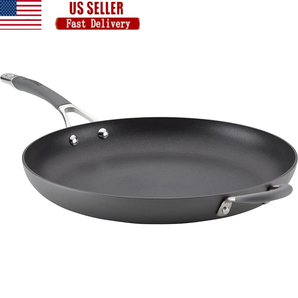 

Durable Nonstick Frying Pan Hard Anodized Skillet Helper Handle Dishwasher Safe Oven Safe Heat Resistant Cooking Tool
