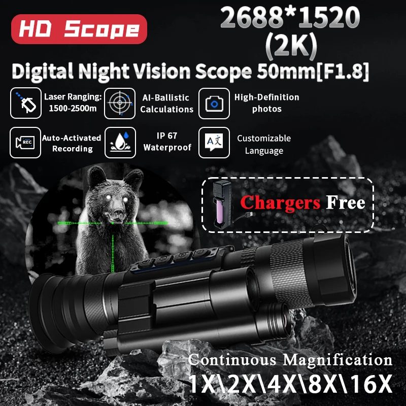 Factory Automatic loop video recording With Gyroscope Support 3 Mode Cross Division Line Customize infrared night vision hunting