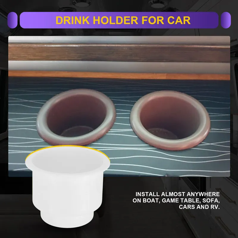 

B0a-t3Pcs Recessed Drop in Plastic Cup Drink Can Holder with Drain for Boat Car Marine Rv