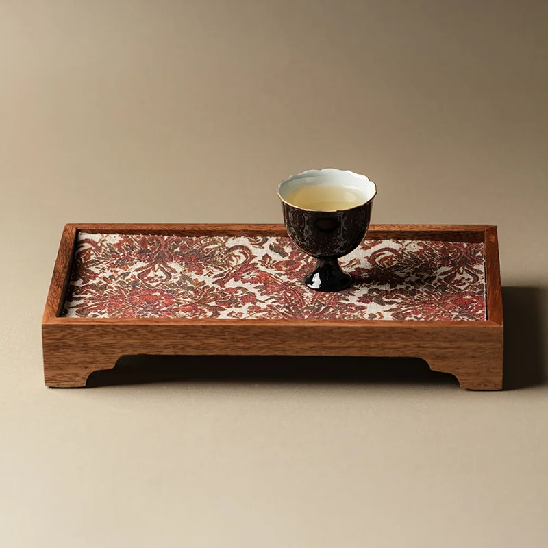 Black Walnut Wood Dry Tea Tray New Chinese-style High-legged Dry Bubble Dish Zen-inspired Teaware Wooden Tray Small Tea Table