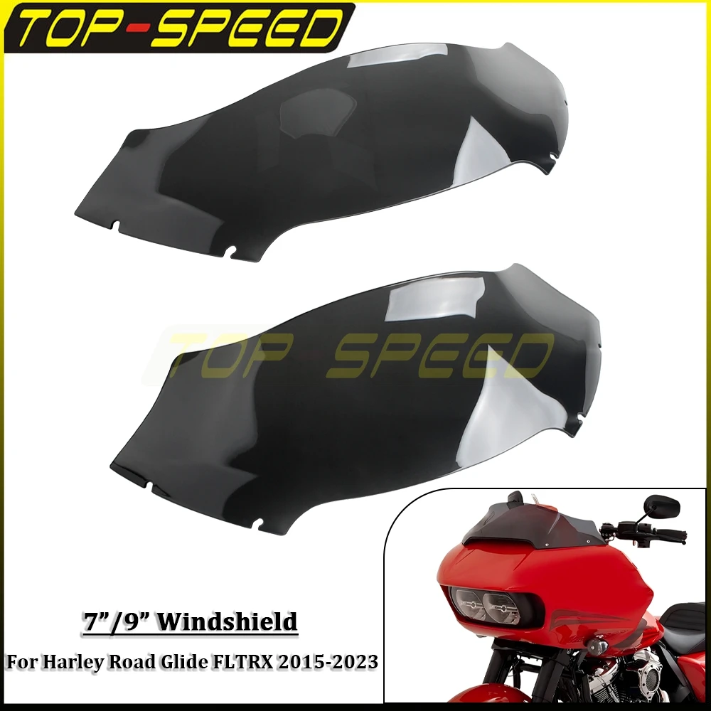 

7/9 inch Front Windshield Wind Screen Motorcycle Deflector Cover Plate For Harley Touring Road Glide FLTRX 2015-2023 Windscreen