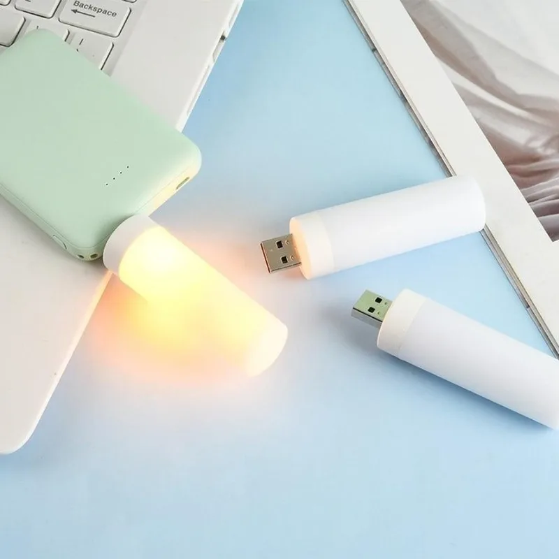 2pcs/4pcs LED USB Atmosphere Light Flame Flashing Candle Lights Book Lamp for Power Bank Camping Lighting Cigarette Light