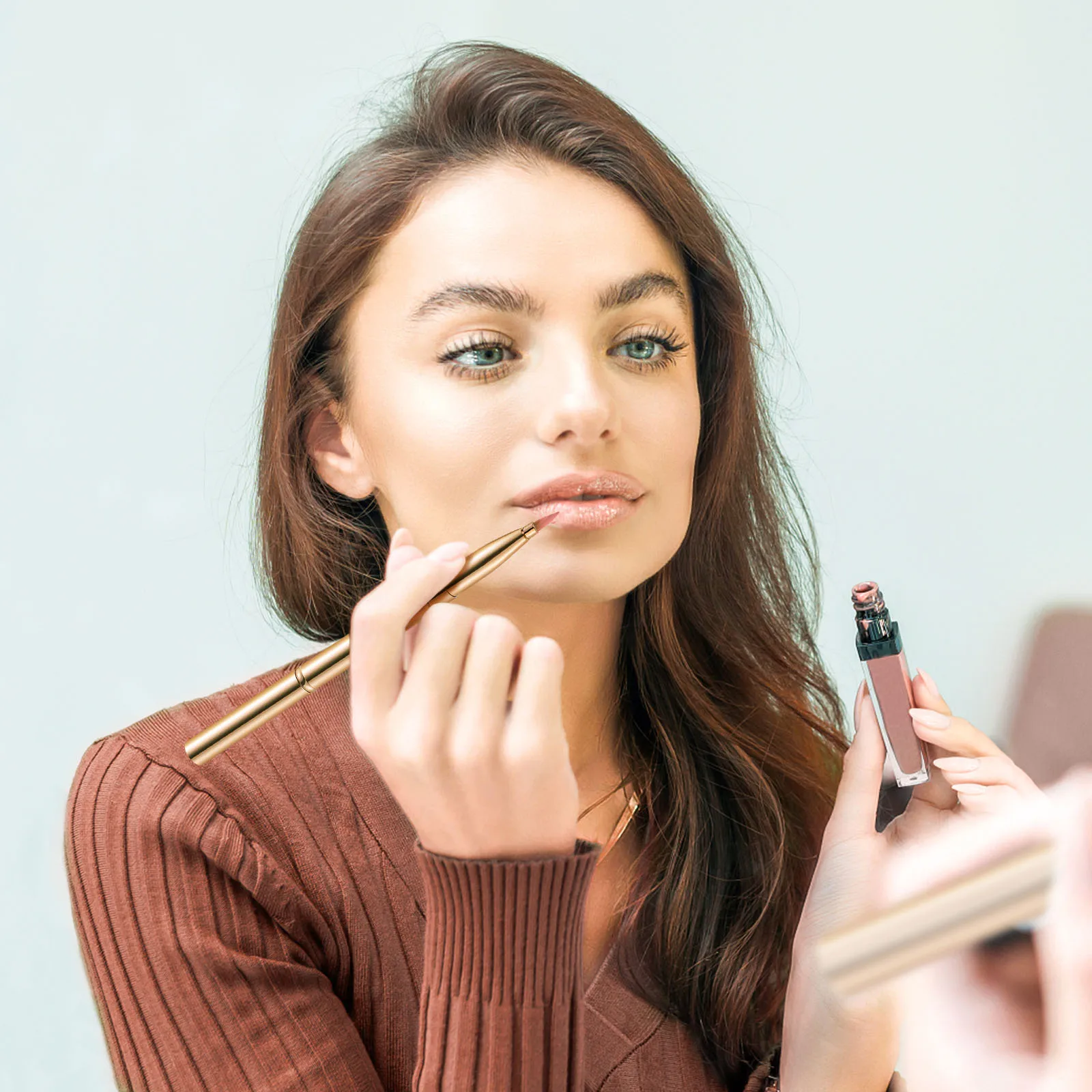 

Dual Ended Lip Brush Retractable Concealer Brush for Lipstick Eyeshadow Foundation Makeup Tool Portable Flexible H Ample Hair