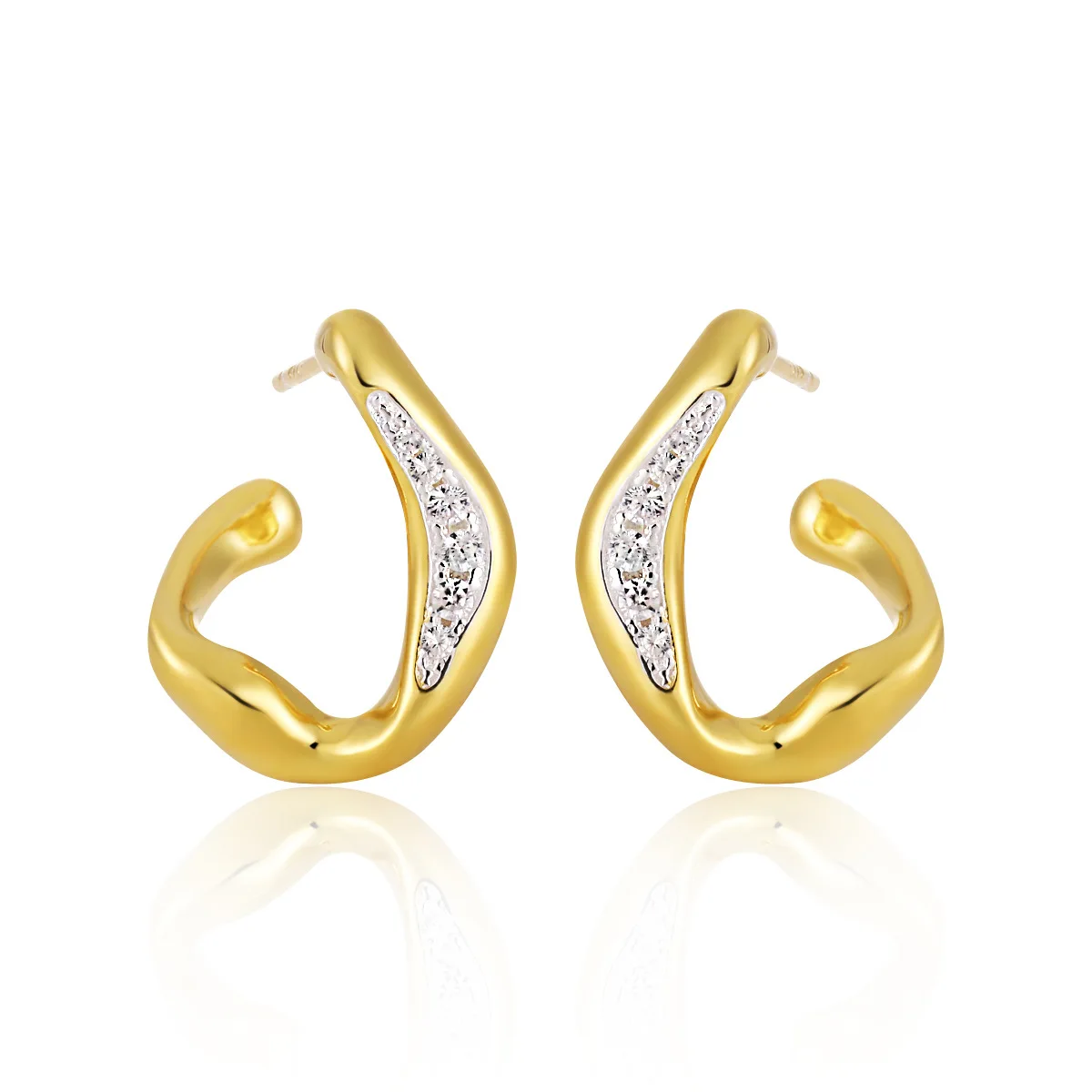 

Diamond studded earrings for women with a high-end feel S925 pure silver light luxury simple color separation silver plating